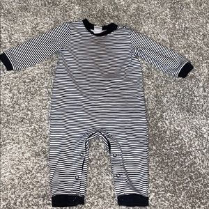 Black and white stripe fleece baby jumpsuit